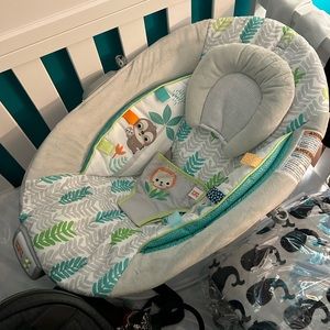 Soft Monkey Baby Bouncer. Basically New, Barely Used. Very Clean.